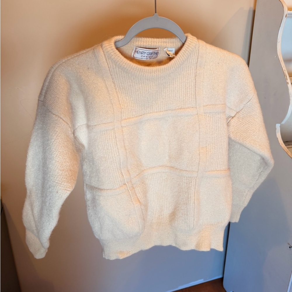 Vintage Henry Grethel 100% Wool Cream Textured Sweater